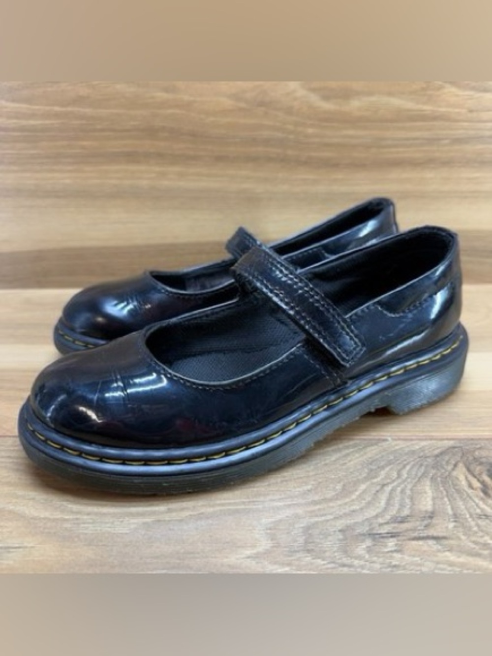 Dr Martens Maccy Mary Janes Girls Size 3 Black Patent Leather Flats